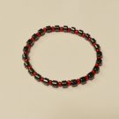 Hematite and clear red surfer bracelet
