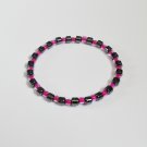 Hematite and clear dark pink surfer bracelet
