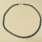 Hematite and clear blue surfer necklace