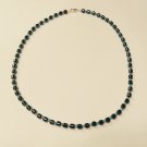 Hematite and opaque blue surfer necklace