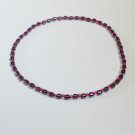Hematite and clear dark pink surfer necklace