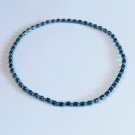Hematite drum and clear blue stretchy surfer necklace