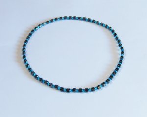 Hematite drum and clear blue stretchy surfer necklace