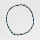 Long drum hematite and clear blue stretchy surfer necklace