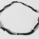 Hematite and dark purple square twisted necklace