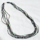 Agate, jasper, and jade multi-strand necklace