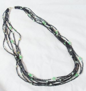 Agate, jasper, and jade multi-strand necklace