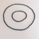 Hematite and clear blue surfer set