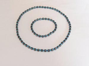 Hematite and clear blue surfer set