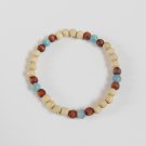 Medium wood and moss agate bracelet