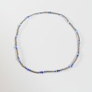 Gunmetal and blue bead surfer necklace