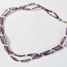 Double stranded light purple and light green necklace
