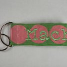 Keyfob Large Pink Dots on Lime Green