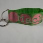 Keyfob Large Pink Dots on Lime Green