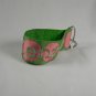 Keyfob Large Pink Dots on Lime Green