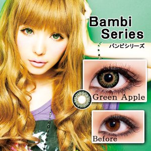 Tsubasa Bambi Apple Green FREE LENS CASE (1 pair / Yearly / PLANO)