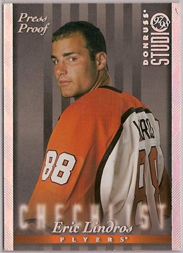 Eric Lindros 1997-98 Studio Checklist (Hard Hats) Press Proofs Silver #108