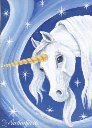 Star Light ACEO Unicorn Canvas Giclee Print by Tj Sahadja10