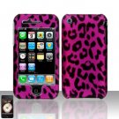 Hard Plastic Rubber Feel Design Case for Apple iPhone 3G/3GS - Hot Pink Leopard
