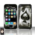 Hard Plastic Rubber Feel Design Case for Apple iPhone 3G/3GS - Ace of Spade Skull
