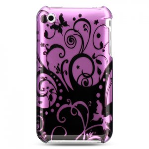 Hard Plastic Design Case for Apple iPhone 3G/3GS - Purple Black Swirls