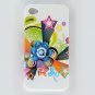 Hard Plastic Design Case for Apple iPhone 4/4S - White Flower Stars