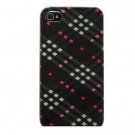 Hard Plastic Design Case for Apple iPhone 4/4S - Black Diagonal Checker