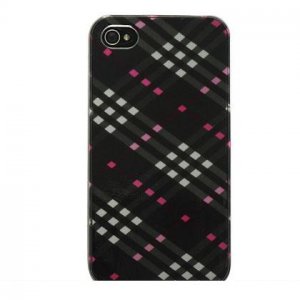 Hard Plastic Design Case for Apple iPhone 4/4S - Black Diagonal Checker