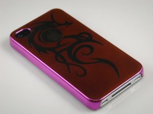 Hard Plastic Dragon Design Back Cover Case for Apple iPhone 4 - Hot Pink