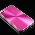 Hard Plastic Aluminum Finish Back Cover Case for Apple iPhone 4 - Hot Pink