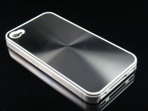 Hard Plastic Aluminum Finish Back Cover Case for Apple iPhone 4 - Black