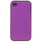 2-in-1 Hard Plastic Back Cover Case + Black Silicone Skin for Apple iPhone 4/4S - Purple