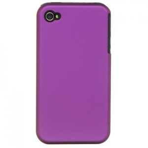 2-in-1 Hard Plastic Back Cover Case + Black Silicone Skin for Apple iPhone 4/4S - Purple