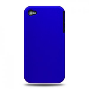 2-in-1 Hard Plastic Back Cover Case + Black Silicone Skin for Apple iPhone 4/4S - Blue