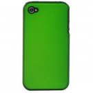 2-in-1 Hard Plastic Back Cover Case + Black Silicone Skin for Apple iPhone 4/4S - Green