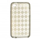 Crystal Gel Check Design Skin Cover Case for Apple iPhone 4/4S - Smoke