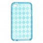 Crystal Gel Check Design Skin Cover Case for Apple iPhone 4/4S - Blue