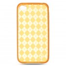 Crystal Gel Check Design Skin Cover Case for Apple iPhone 4/4S - Orange