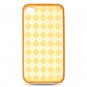 Crystal Gel Check Design Skin Cover Case for Apple iPhone 4/4S - Orange