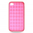 Crystal Gel Check Design Skin Cover Case for Apple iPhone 4/4S - Red