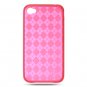 Crystal Gel Check Design Skin Cover Case for Apple iPhone 4/4S - Red