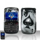 Hard Plastic Rubber Feel Design Case for Blackberry Curve 8520 - Ace of Spade Skull