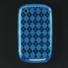 Crystal Gel Check Design Skin Case for Blackberry Curve 8520 - Blue