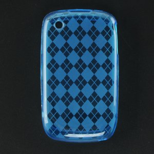 Crystal Gel Check Design Skin Case for Blackberry Curve 8520 - Blue