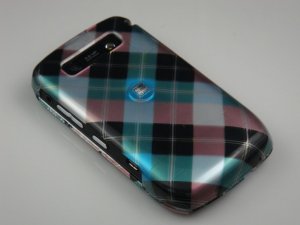 Hard Plastic Design Case for Blackberry Curve 8900 - Blue Diagonal Check
