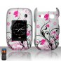 Hard Plastic Rubber Feel Design Case for Blackberry Style 9670 - Silver and Pink Flowers
