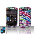 Hard Plastic Rubber Feel Design Case for Blackberry Torch 9800 - Rainbow Zebra