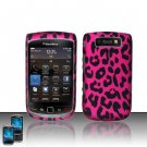 Hard Plastic Rubber Feel Design Case for Blackberry Torch 9800 - Hot Pink Leopard
