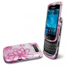 Hard Plastic Rubber Feel Design Case for Blackberry Torch 9800 - Lime Flowers