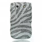 Hard Plastic Bling Rhinestone Design Case for Blackberry Torch 9800 - Silver Zebra